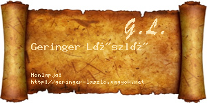 Geringer László névjegykártya